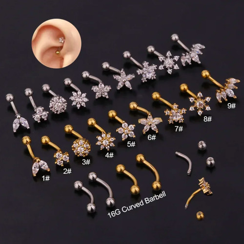 Piercing orecchio curvo stella
